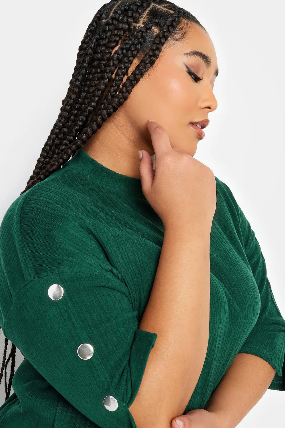 YOURS Curve Beige Brown Soft Touch Button Detail Mini Dress