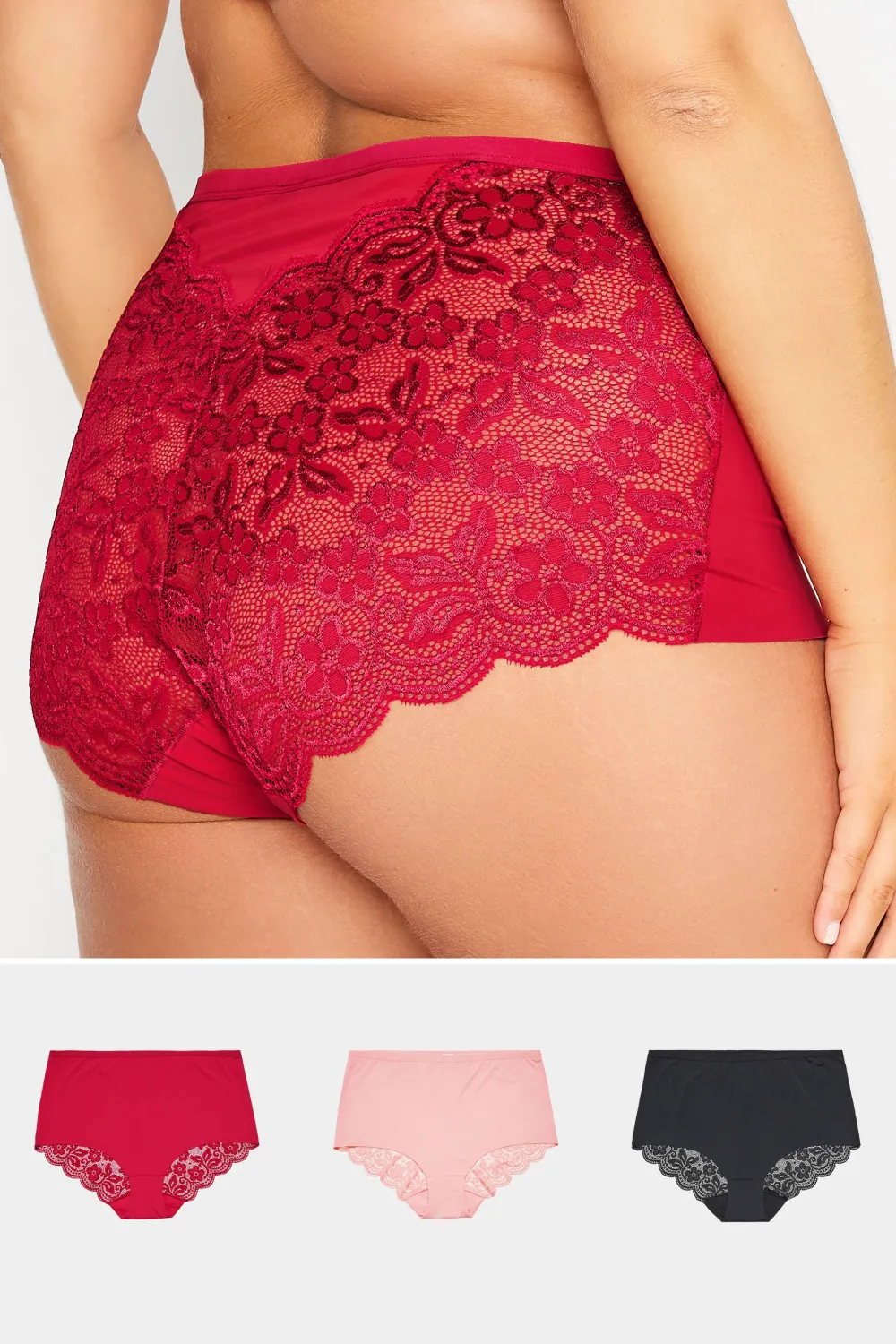 YOURS 5 PACK Curve Black Cotton High Waisted Full Briefs