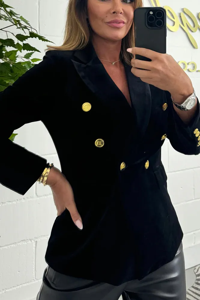 Velvet Gold Button Blazer (2 Colours)