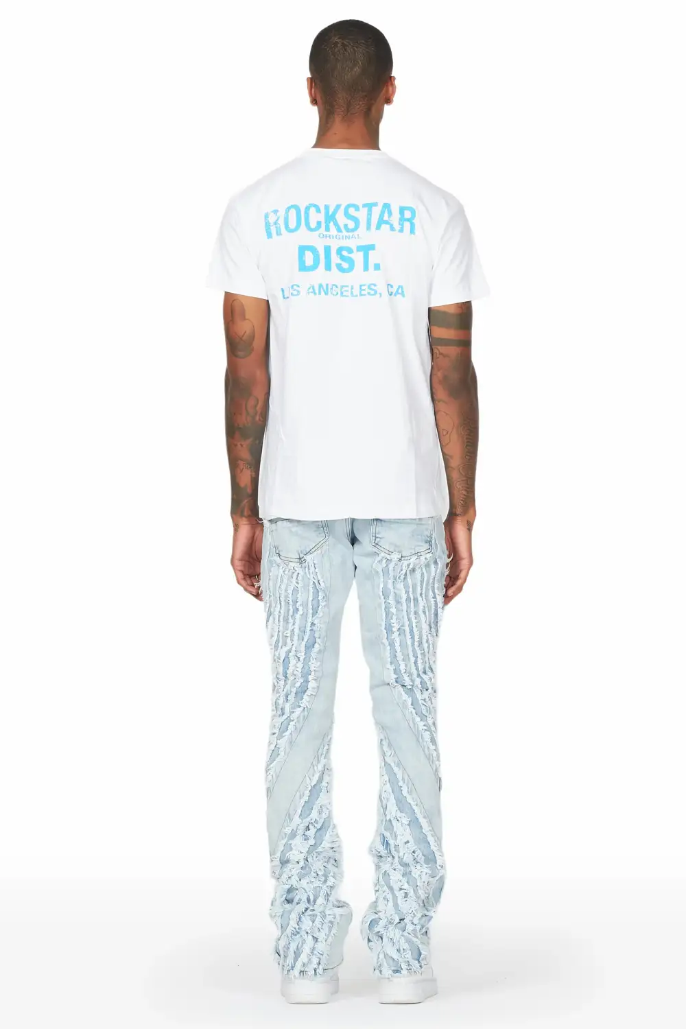 Miko Blue Stacked Frayed Jean