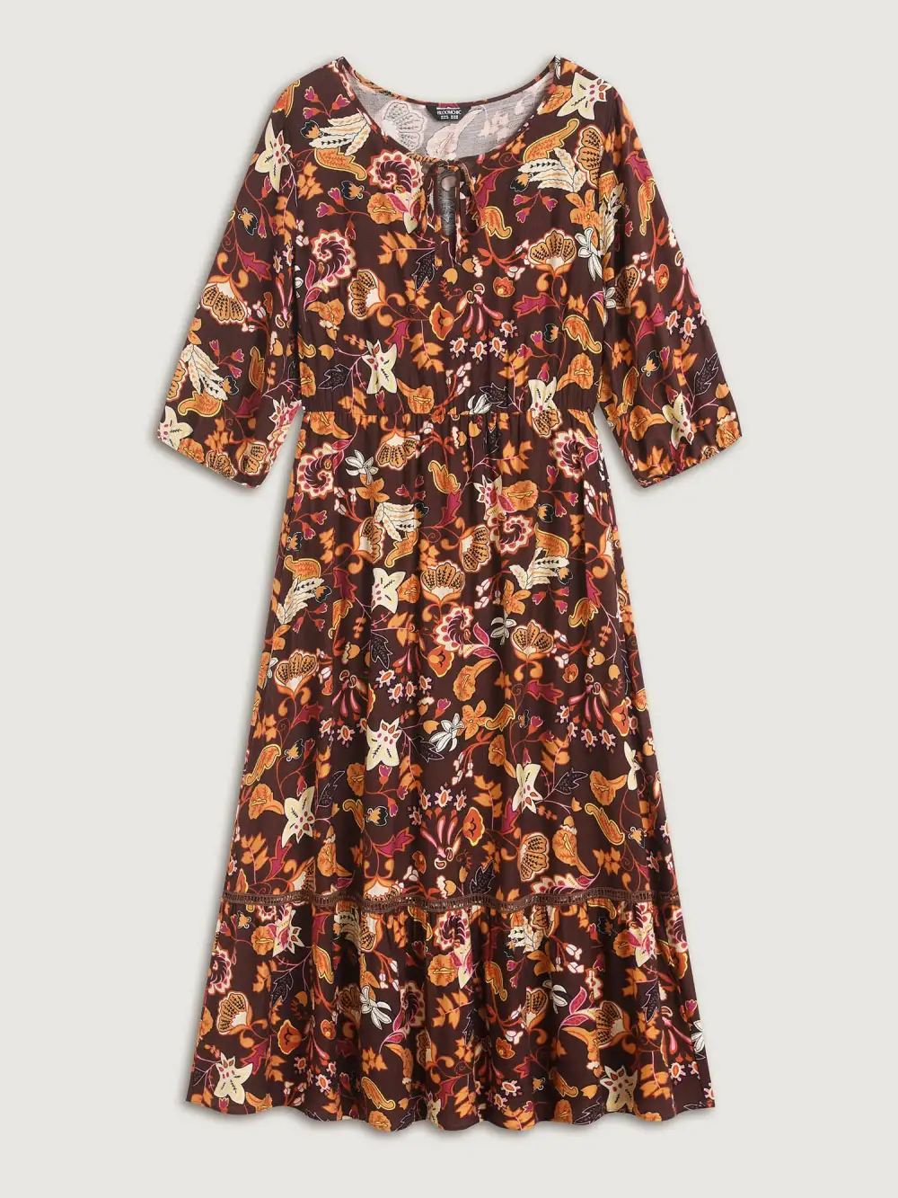Boho Print Stretchy Waist Maxi Dress