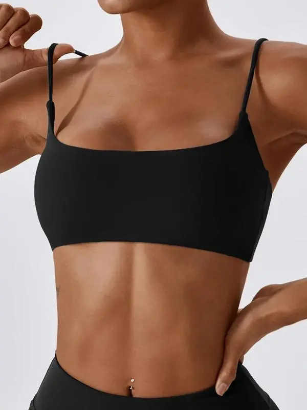 Women's Solid Wireless Sports Bra – Breathable Strappy Activewear Top