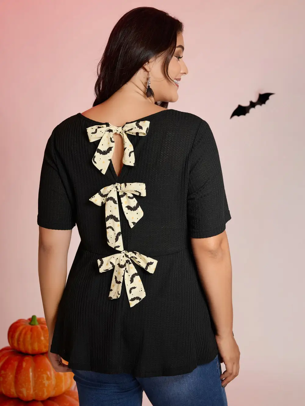 Halloween Back Ties Fit Flared T-Shirt