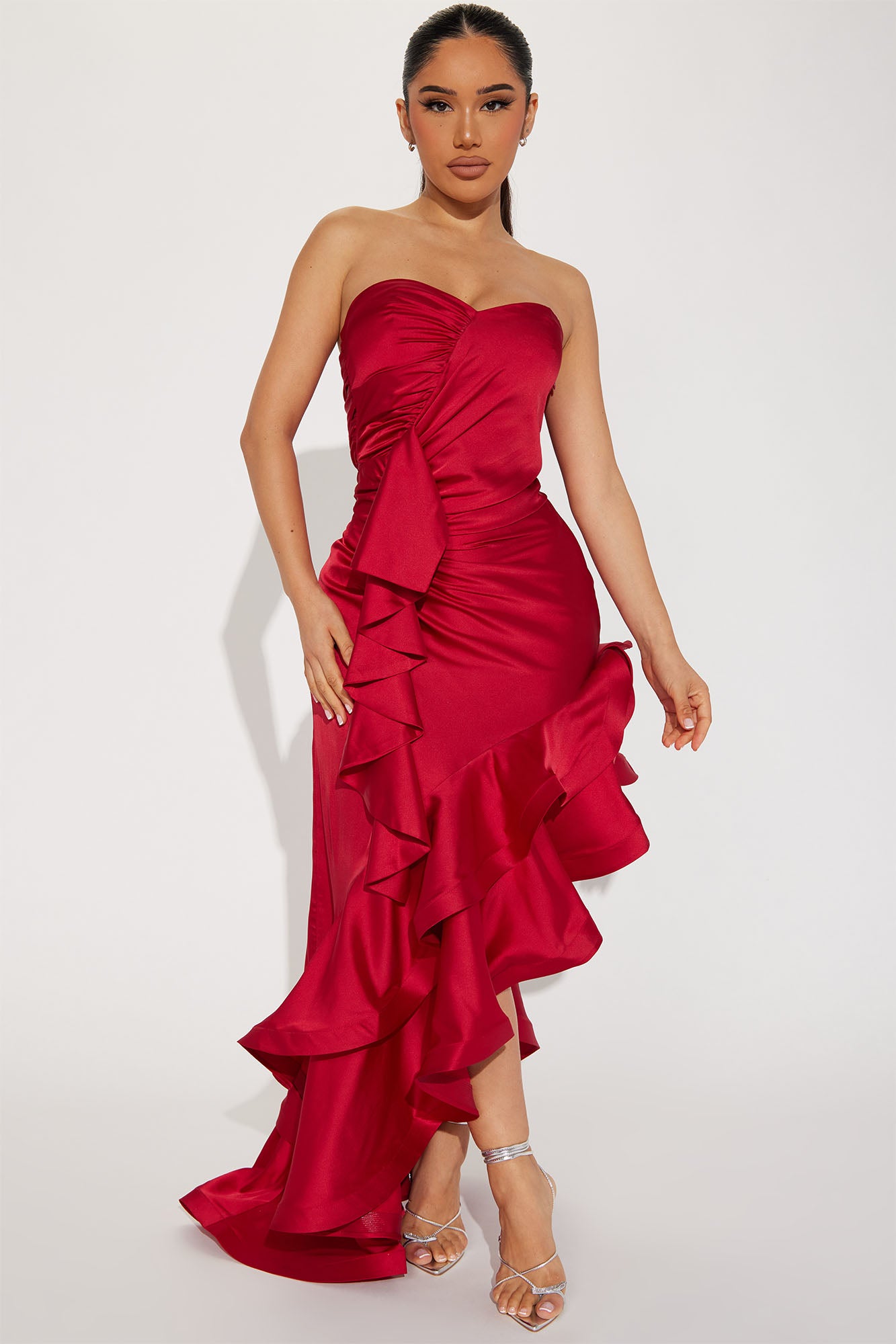 Reagan Ruffle Maxi Dress - Red