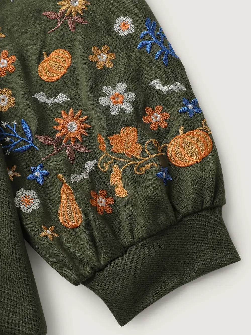 Floral Embroidery Textured Solid Sweatshirt