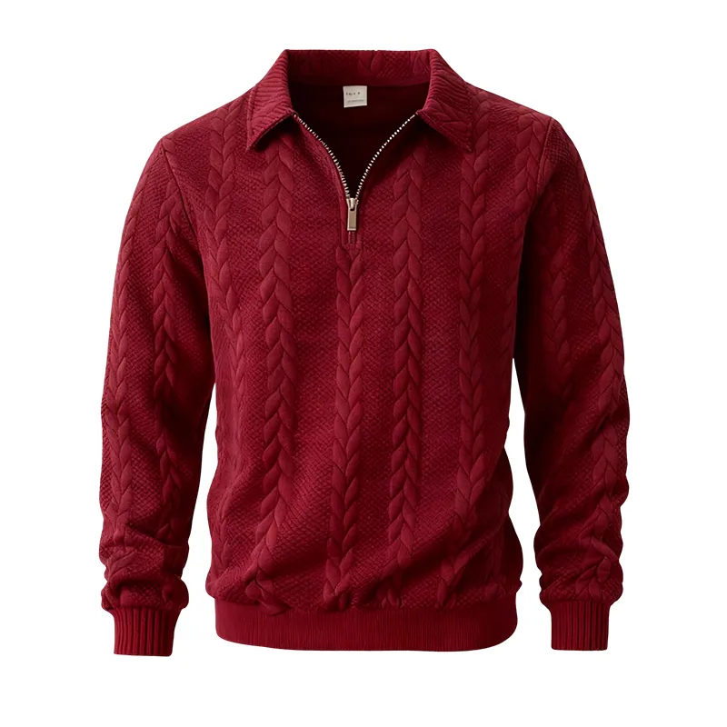 Men's Fall Winter Knitted Polo Neck Sweatshirt
