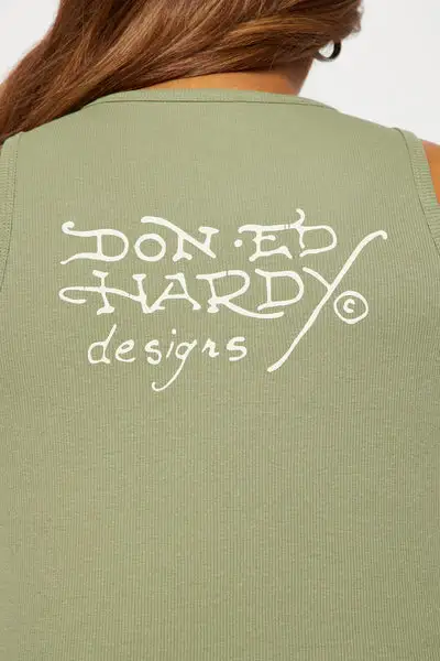 Ed Hardy Dagger Tank - Olive