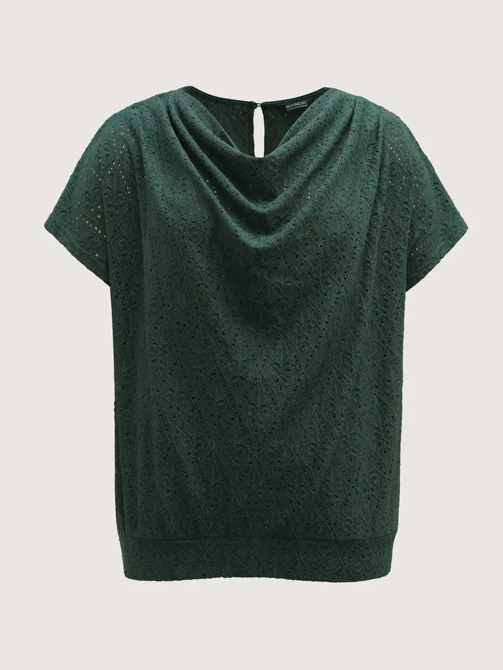 Draped Neckline Textured Button Back Blouse