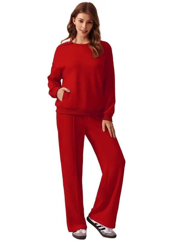 2-Piece Sweatshirt & Pants Set – Comfy Travel or Home Outfit