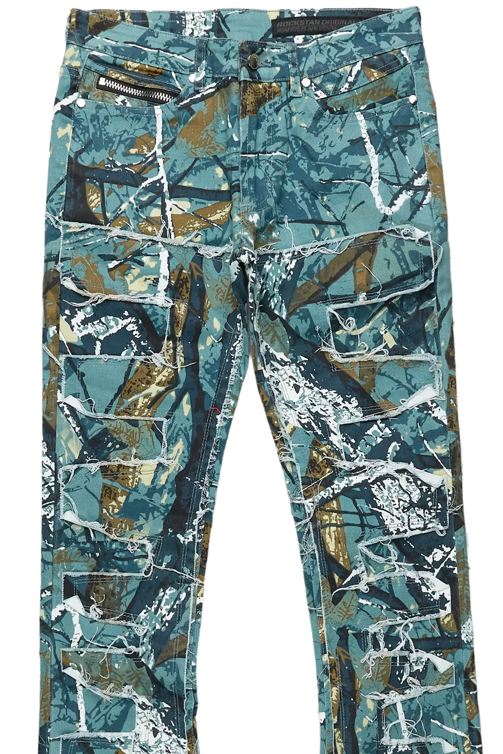 Shake Blue Tree Camo Stacked Flare Jean