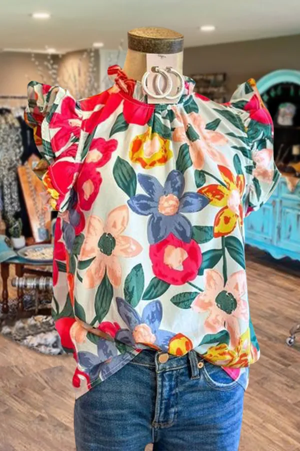 Grace Floral Print Ruffled Top