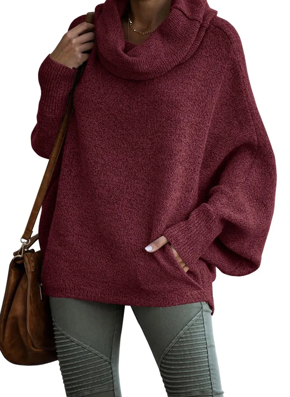 ✨Women's Cashmere Cowl Neck Pullover Sweaters with Pockets