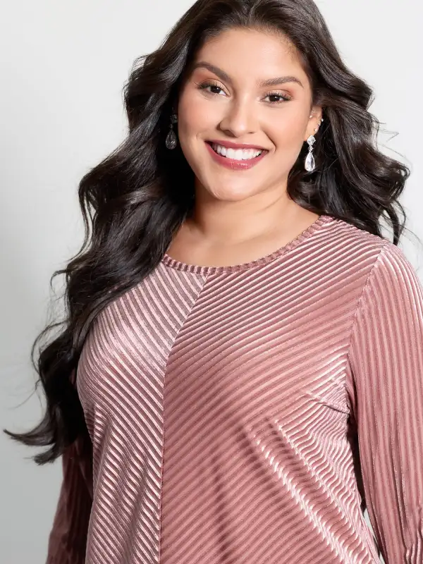 Velvet Laser Cut Stripe Sheer T-Shirt