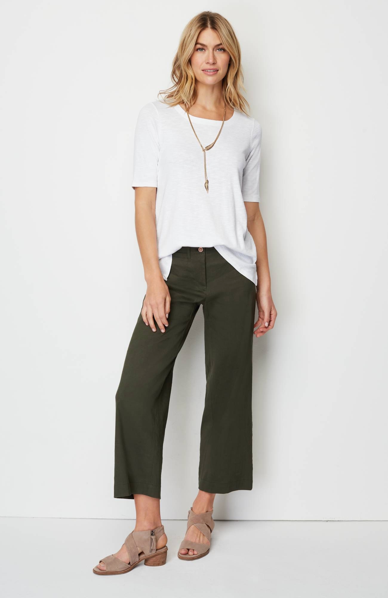 pima-slub scoop-neck side-slit tee