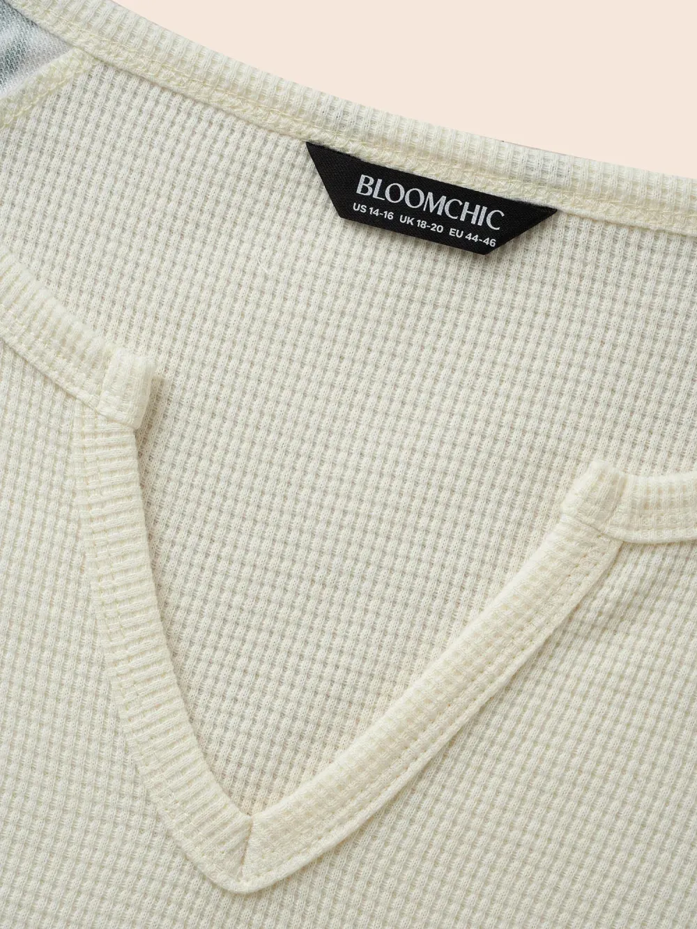 Waffle Knit Patchwork Leopard Print Sweatshirt