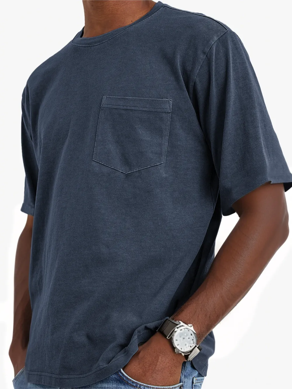 Men's Vintage Washed Distressed Pocket Short Sleeve T-Shirt
