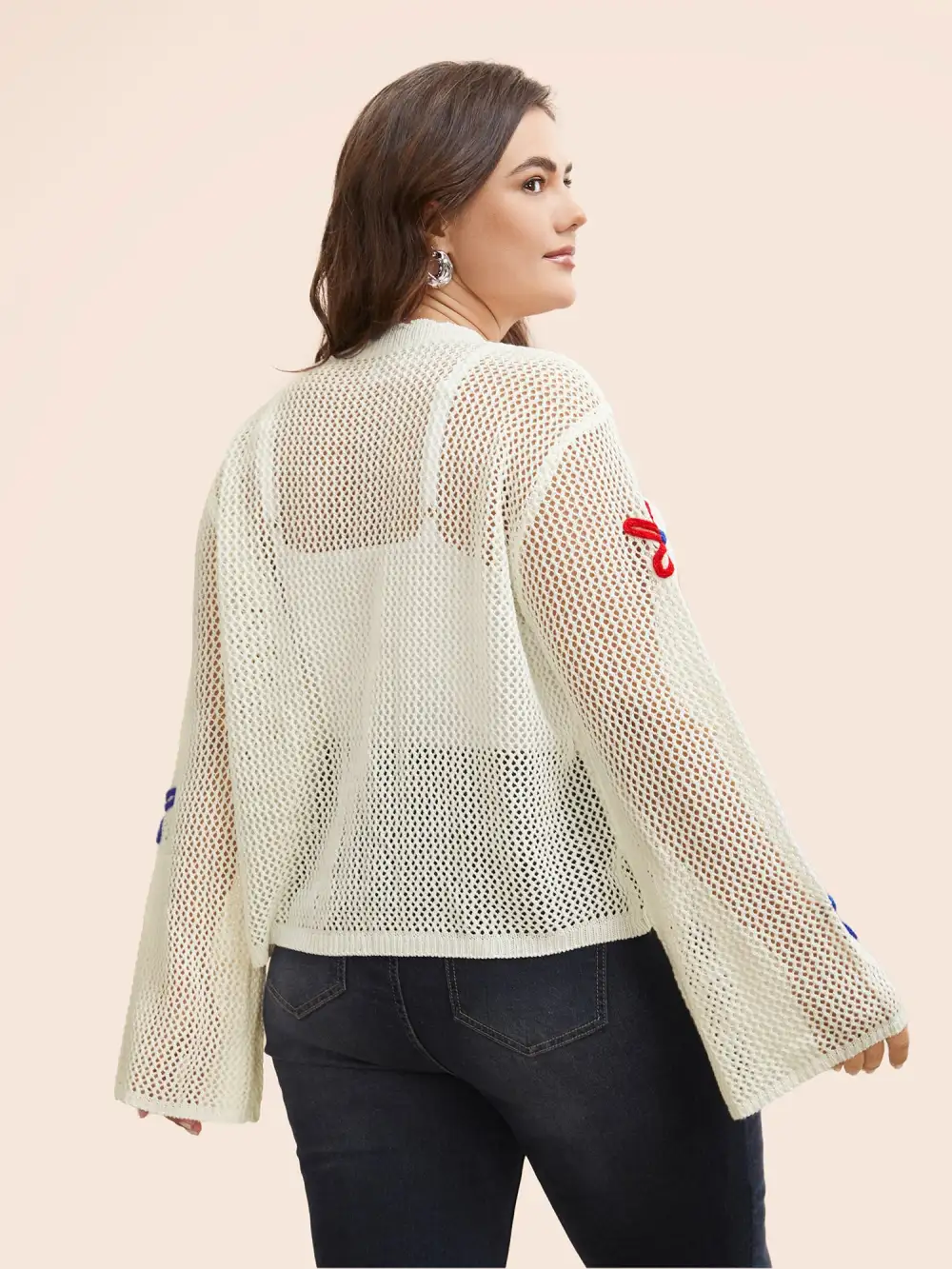 Knit Floral Front Tie Cardigan