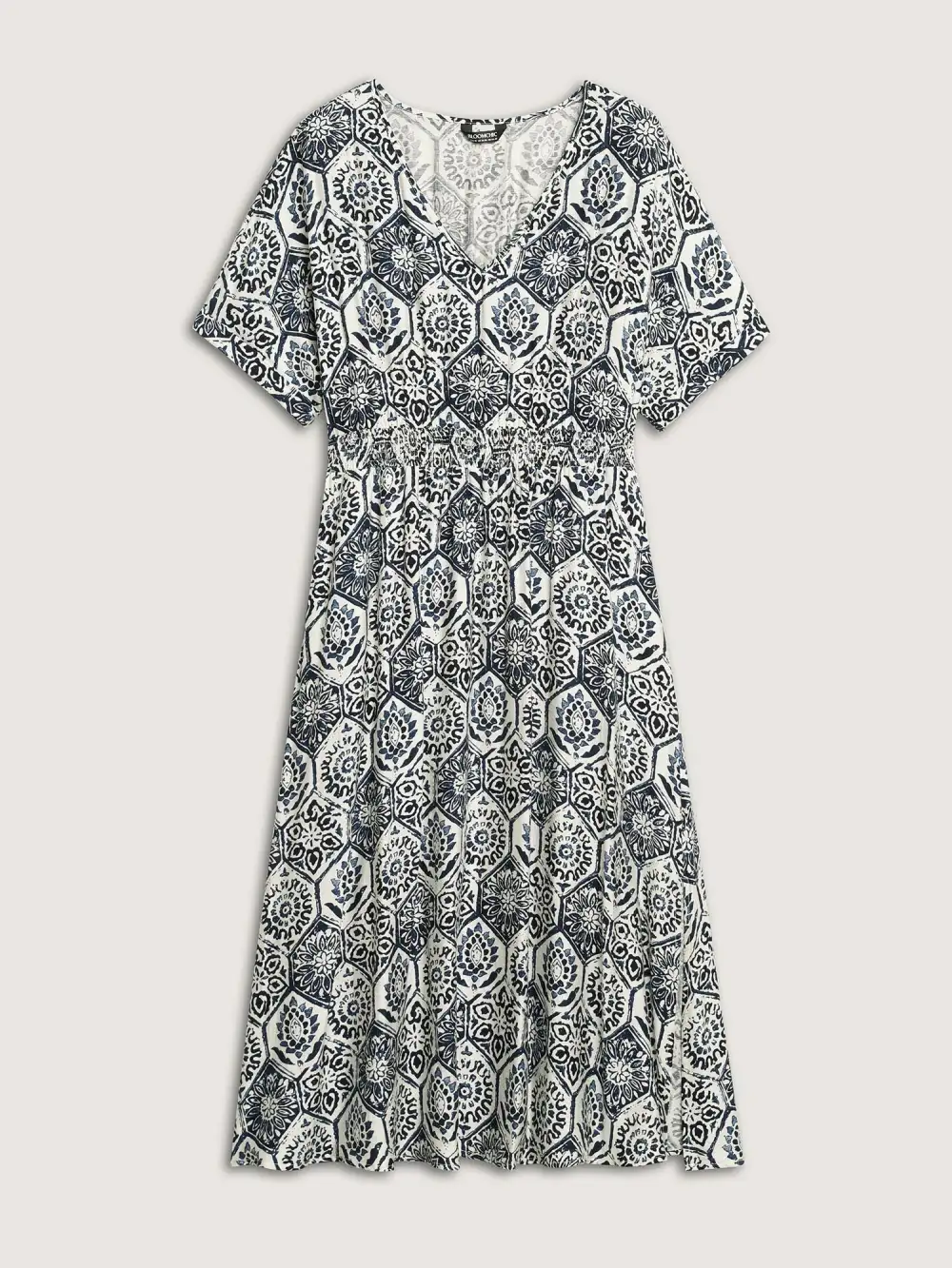 Boho Geometric Print Split Midi Dress