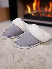 Women's Brown Cozy Slippers – Faux Suede Fleece Lined Warm Indoor House Shoes for Winter and Home Comfort