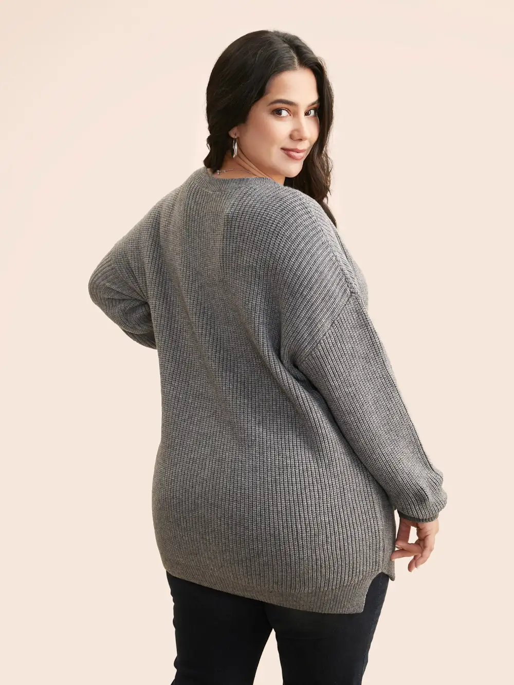 Supersoft Ribbed Drop Shoulder Wool Cardigan
