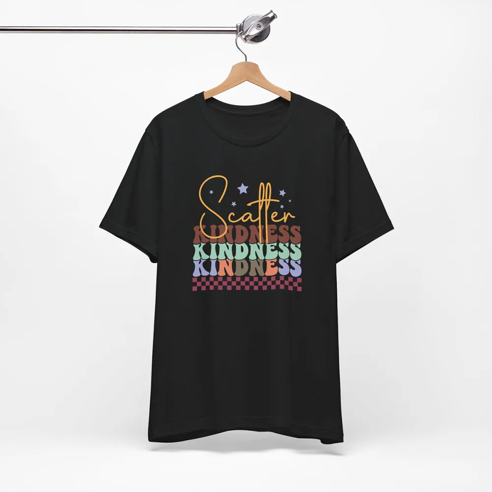 Scatter Kindness Print Round Neck Short Sleeve T-Shirt