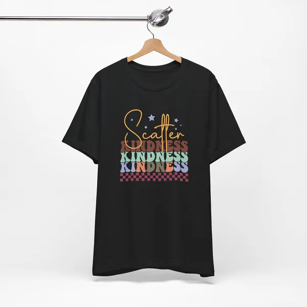 Scatter Kindness Print Round Neck Short Sleeve T-Shirt