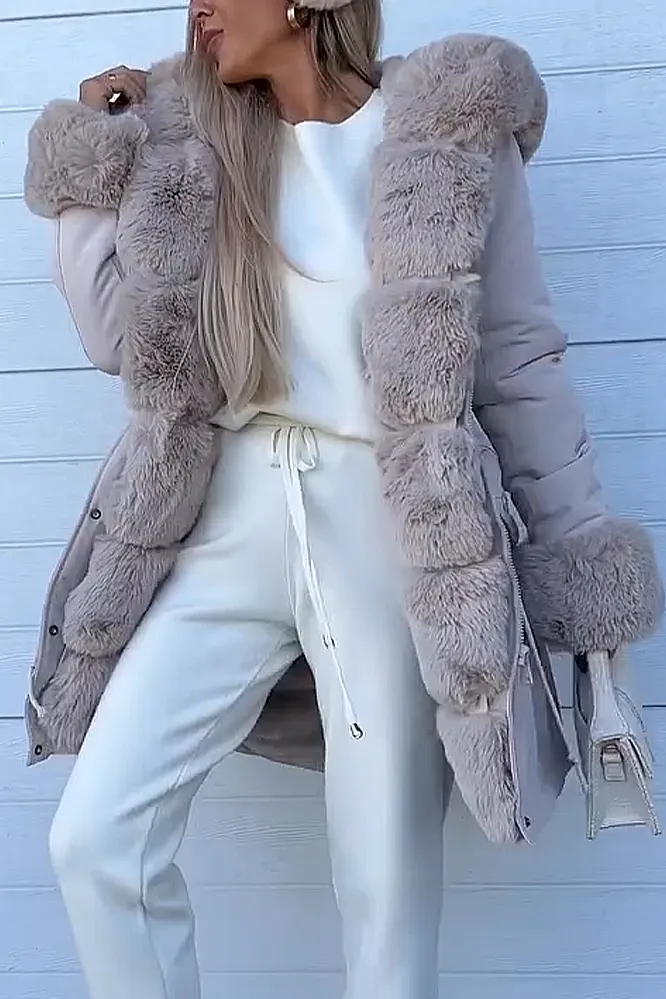 Women's casual down hairy jacket