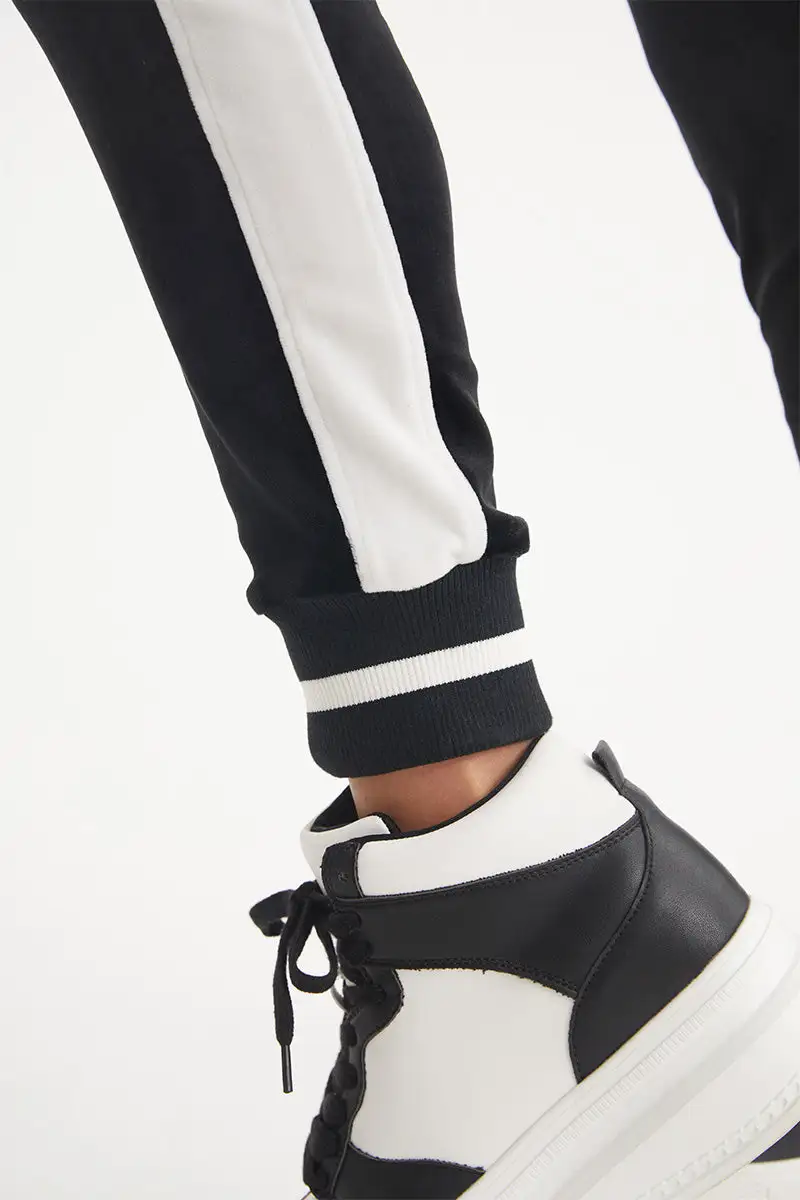 Contrast Rib Velour Joggers