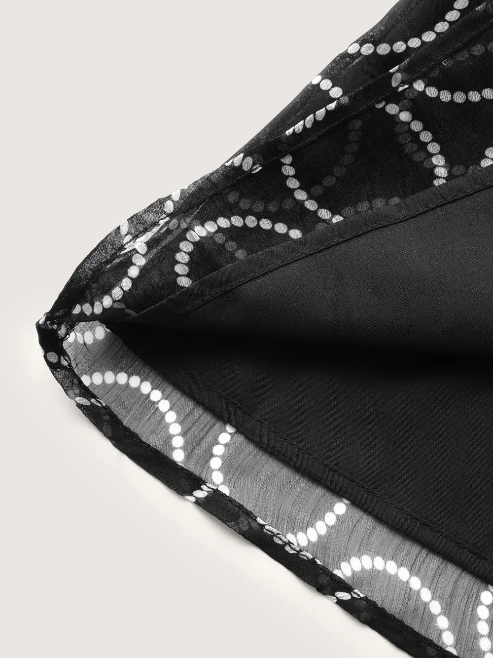 Polka Dot Mock Neck Mesh Patchwork Blouse