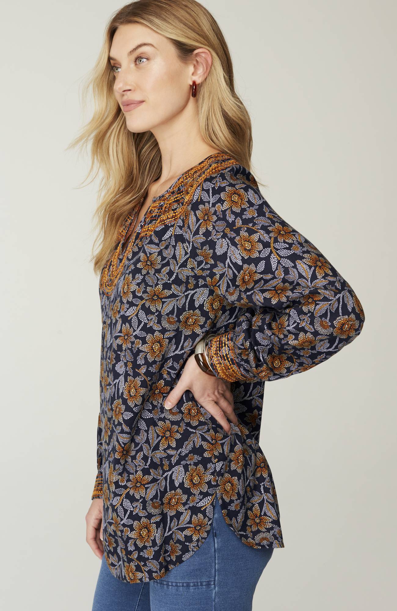 pure jill twill embroidered tunic