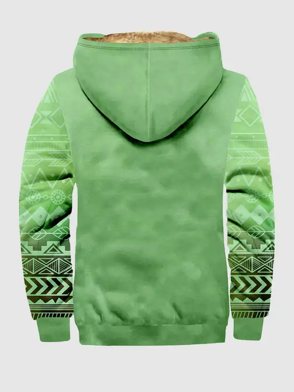 Men's Full Zip Western Print Fleece Hoodie Jacket