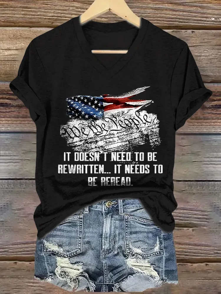 Women's We The People 1776 Print Short Sleeve Round Neck Cotton T-Shirt