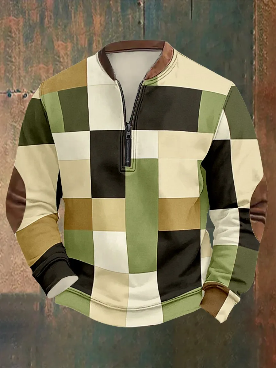 Men's Vintage Geometric Style Print Sweatshirt