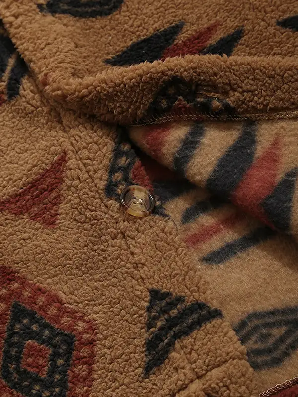 Men's Retro Ethnic Style Alpine Fleece Lapel Jacket