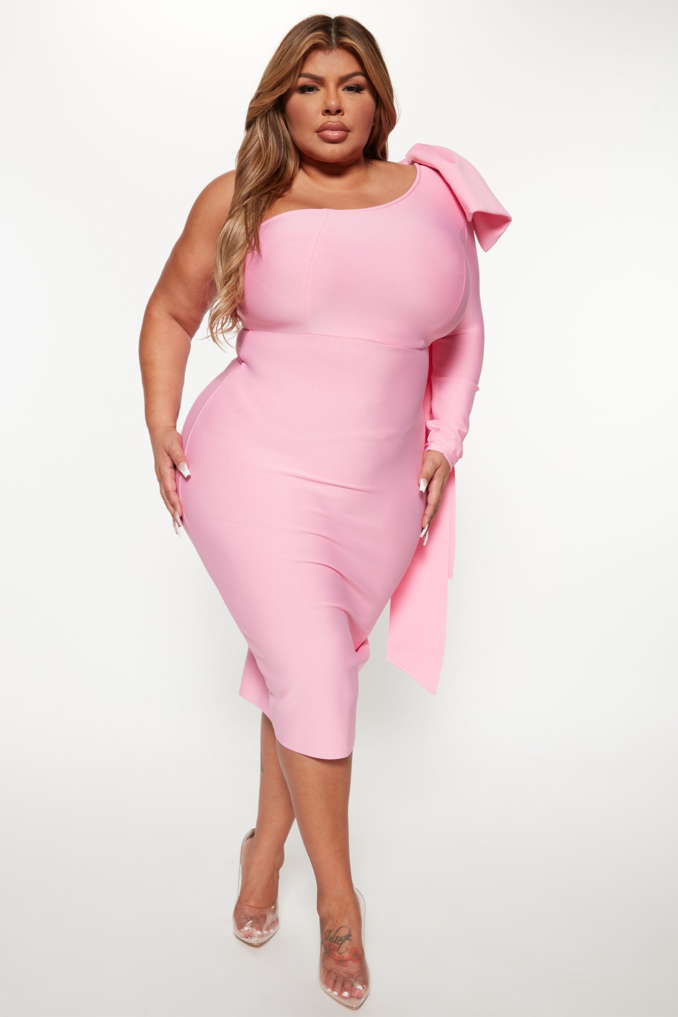 Perfectly Gifted Bandage Midi Dress - Pink