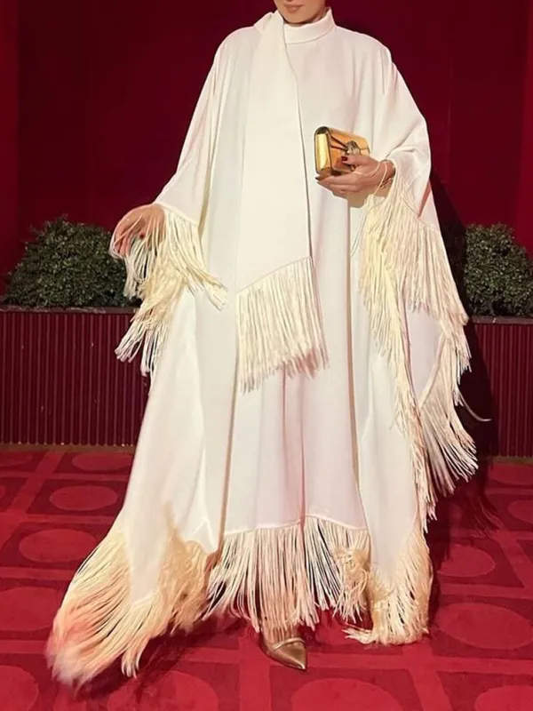 Tassel Fashion Bat Sleeve Long Dress