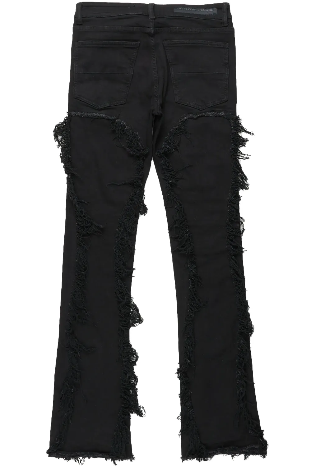 Tristan Jet Black Stacked Flare Jean