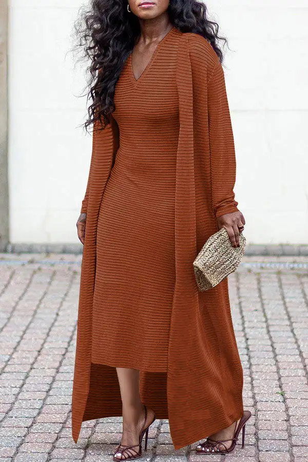 Ribbed Casual Dress Set