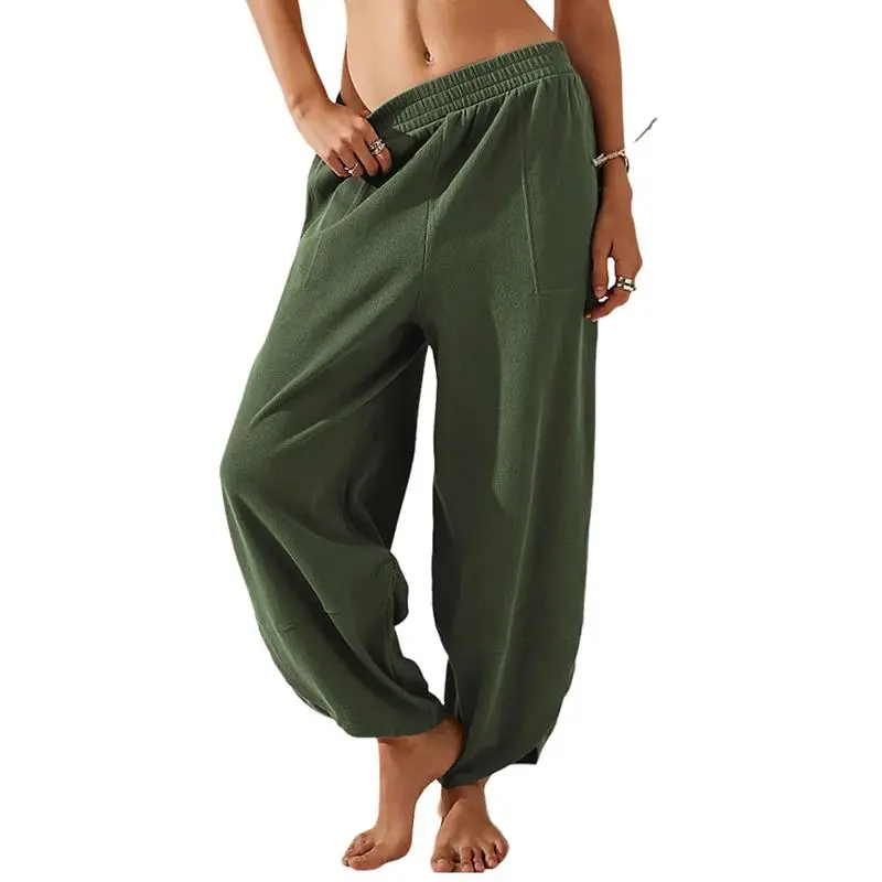 Women's Baggy Wide Leg Palazzo Pants – Casual Elastic Waist with Pockets