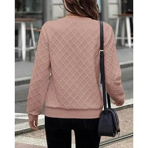 Women's Texture Sweatshirt Waffle Sweatshirt  Pullover Hoodie Sweatshirt Plain Streetwear Casual Long Sleeve Hooded Regular Tops Street Holiday Going out Buttons Black White Pink Wine Fall Winter