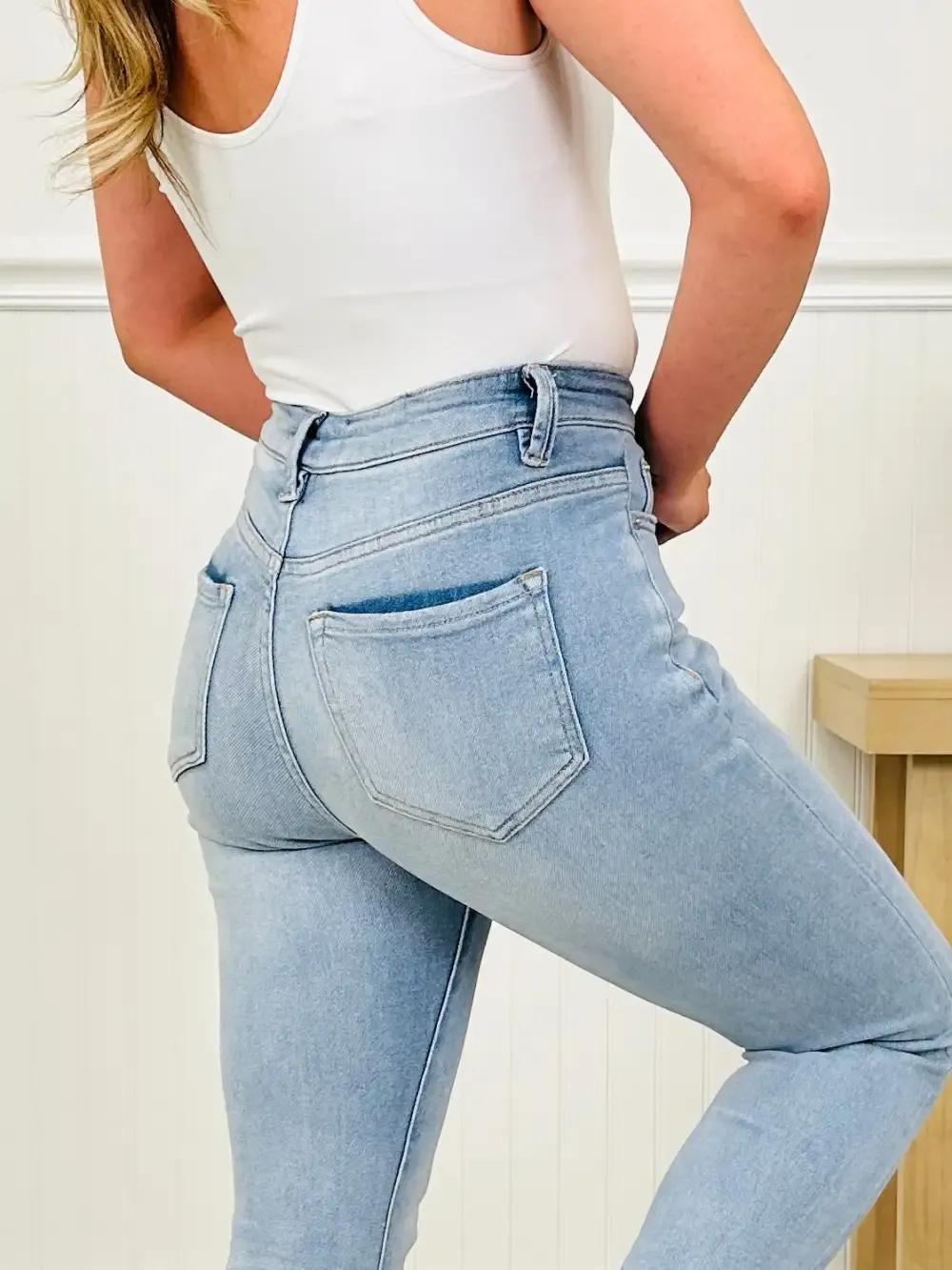 One Step Ahead Tummy Control Cropped Step Hem Jeans