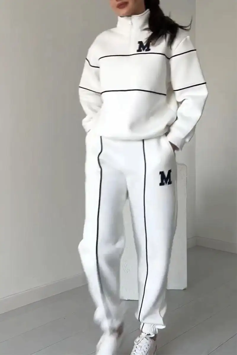 Women's Casual Letter M Long Sleeve Two Piece Set
