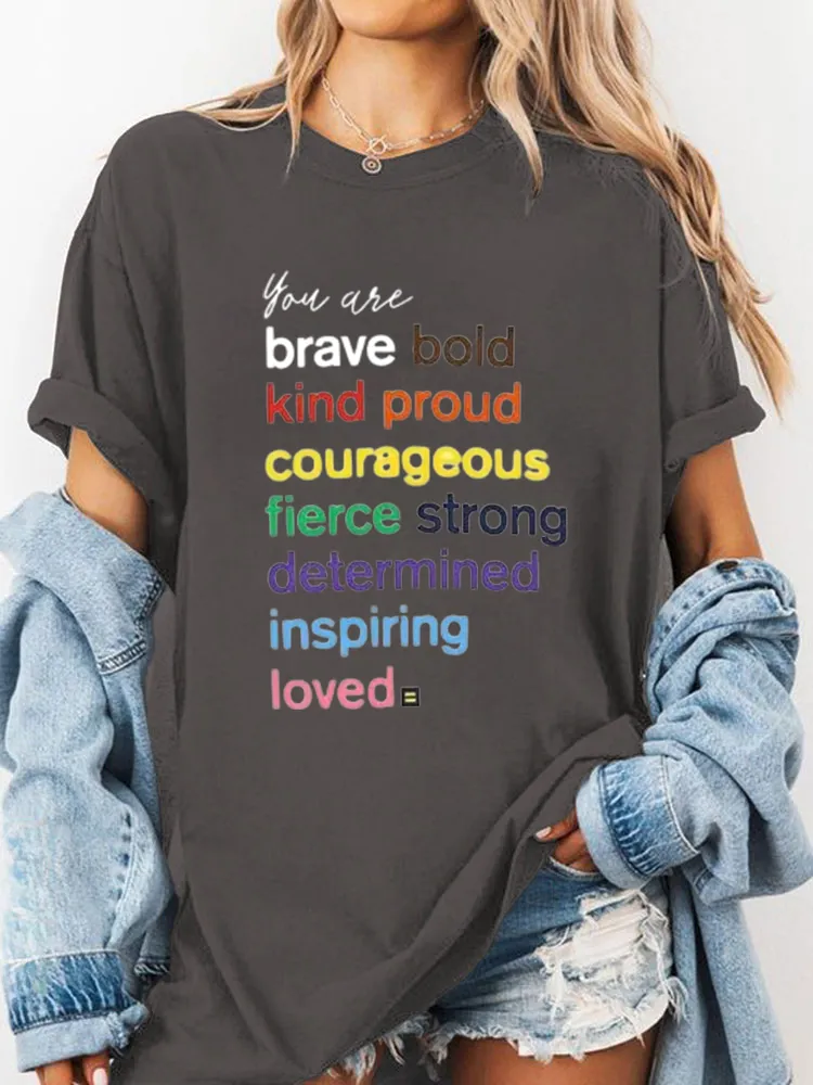 You Are T-Shirt Pure Cotton Round-Neck Short-Sleeved Shirt