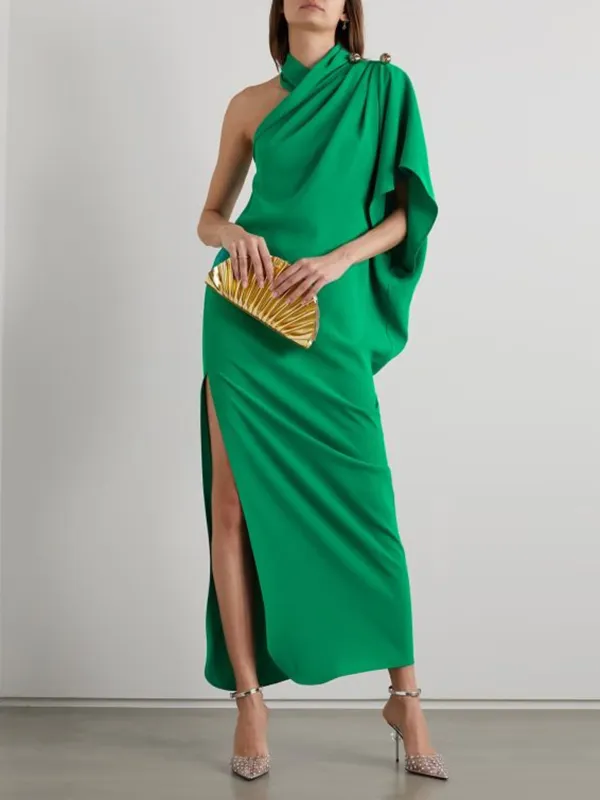 Casual  Asymmetric Split-Side Solid Color Maxi Dresses