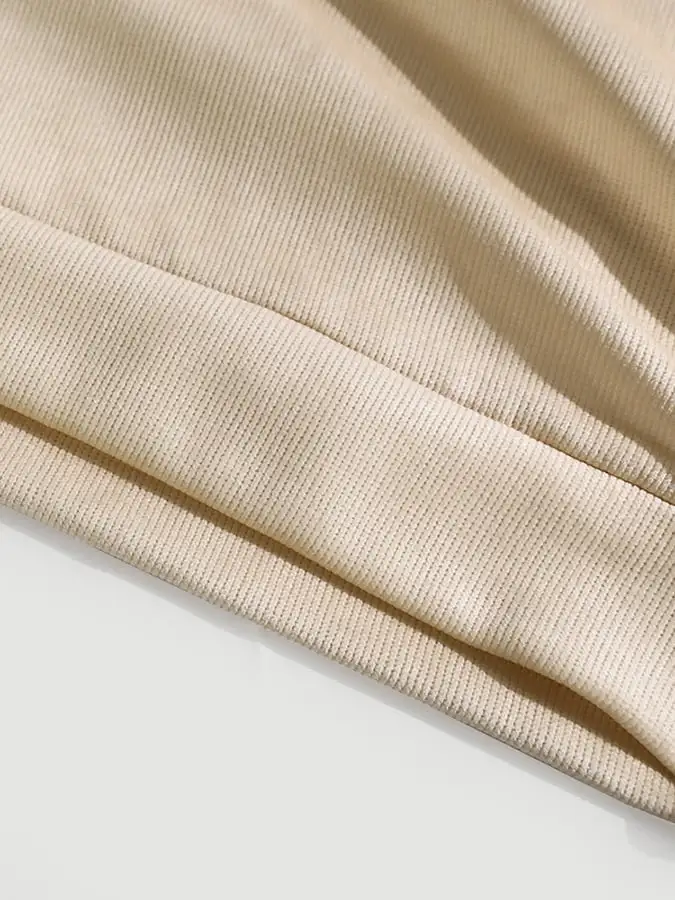 Corduroy Western Style Elk Print Stand Collar Button Down Men's Sweatshirt