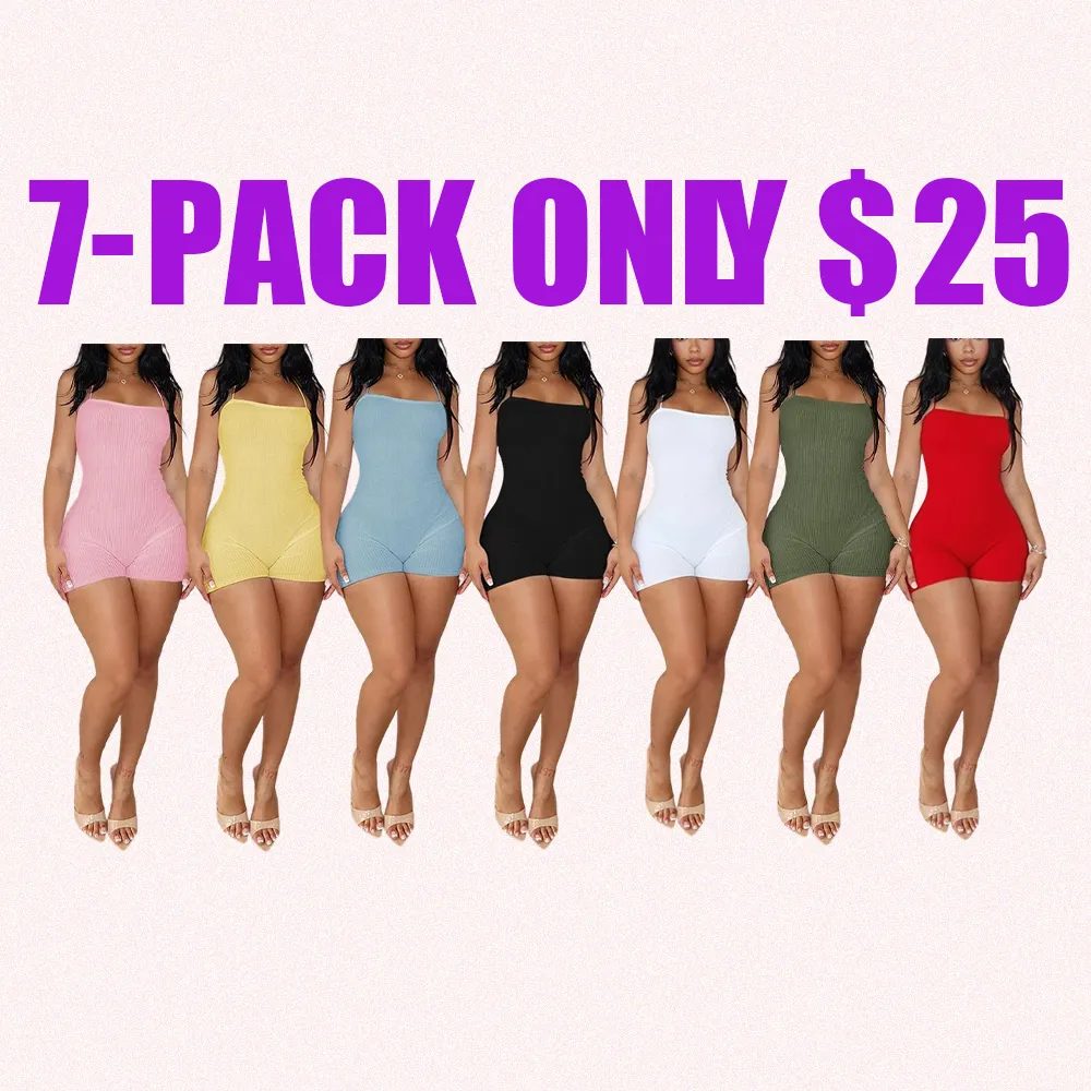 Women's Ribbed Sleeveless Romper – Solid Color Square Neck One-Piece Outfit, Comfy Slim Fit Jumpsuit for Daily Wear