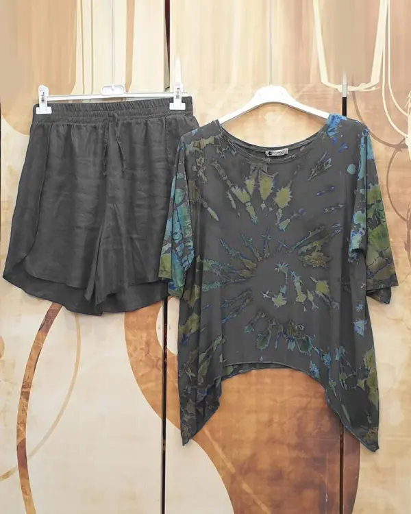 Tie-dye Casual Two-piece Shorts Suits