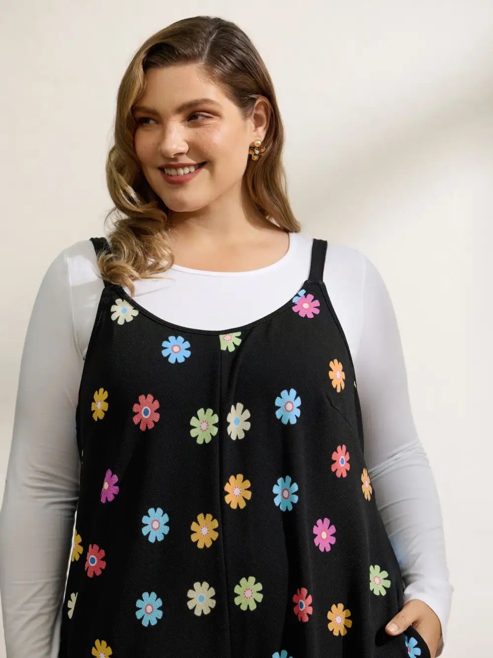 Colorful Floral Print Wide-Leg Jumpsuit