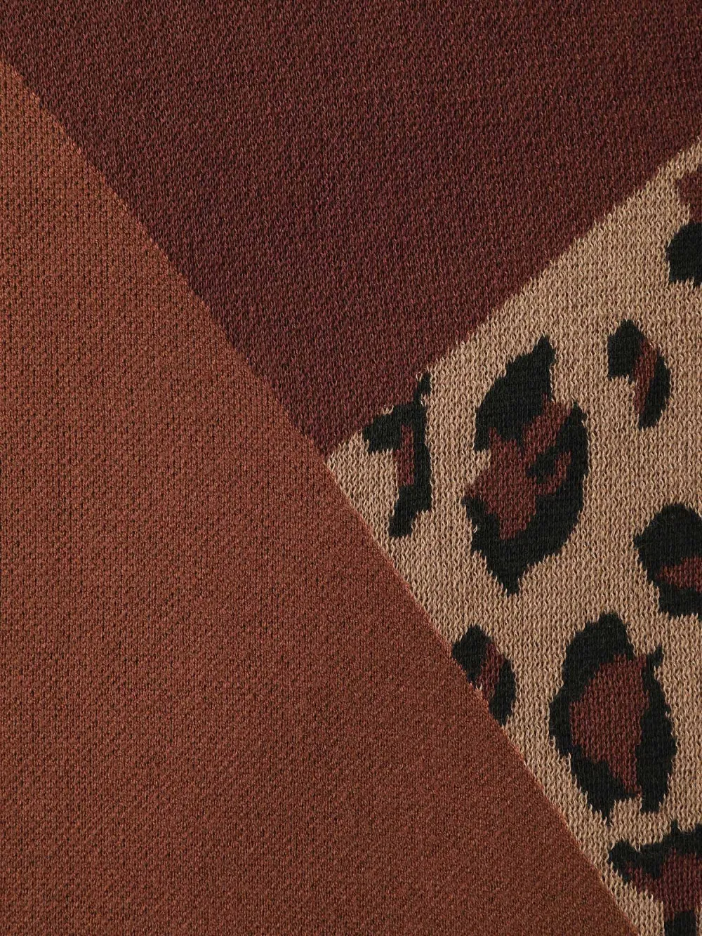 Leopard Jacquard Colorblock Pullover