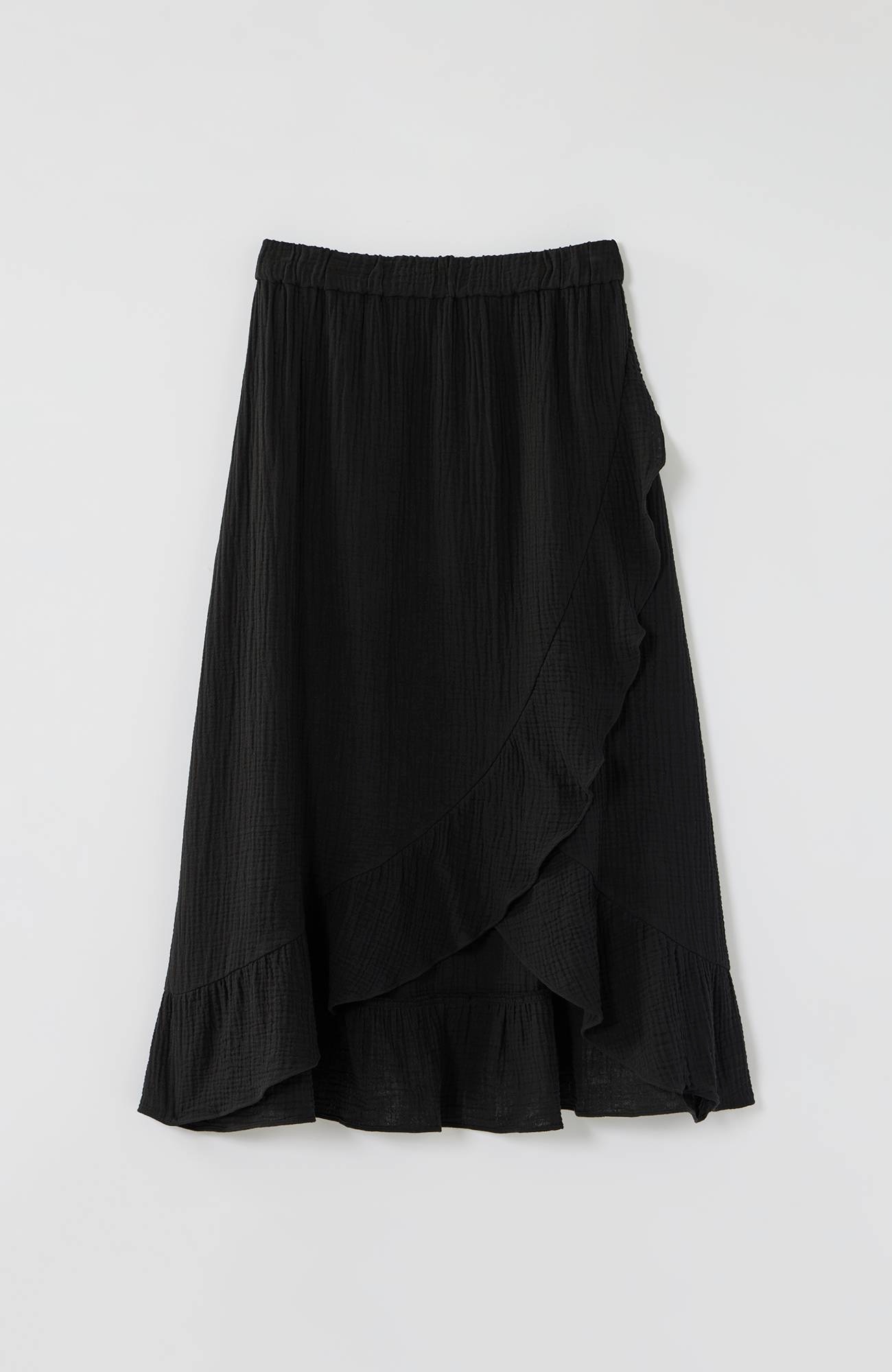 Cotton-Gauze Ruffled Wrap Skirt